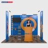 3x3m Booth Kit with Backwall, 2 Banners, TV Shelf & Oval Counter