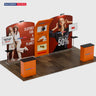 6x3m Booth Kit with Curved & Slanted Walls, 2 Counters & TVs