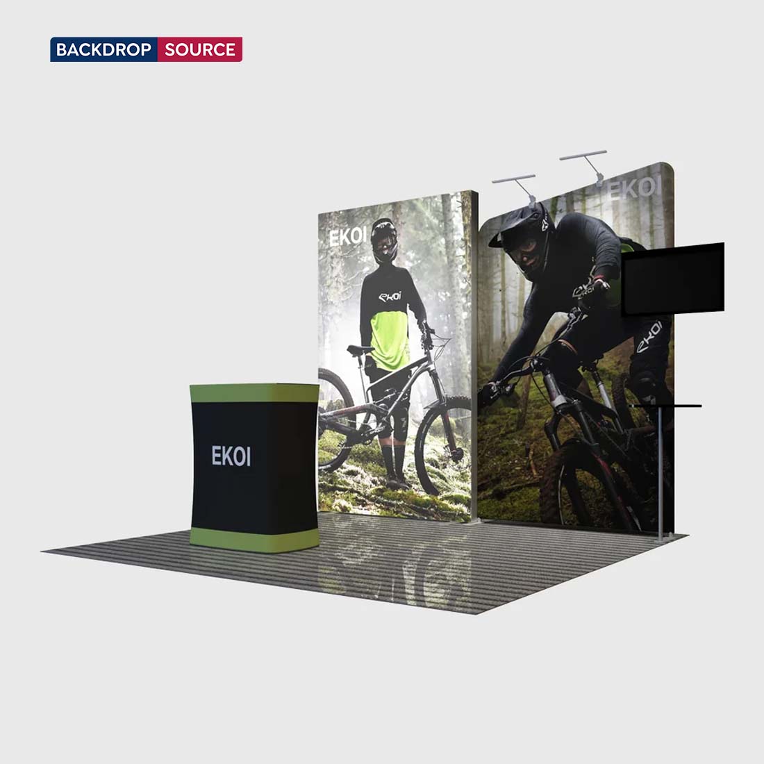 3x3m Fabric Wall Booth Kit with TV Mount & Inclined Display