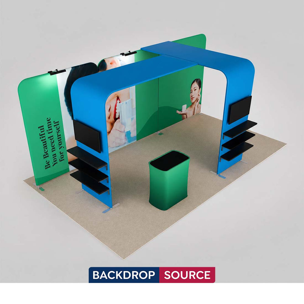 3x6m Magnetic Booth Kit with 2 L-Shape TV Shelf Towers & Counter