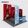 3x3m L-Arch Booth Kit with Straight Walls, Shelving & 2 Counters