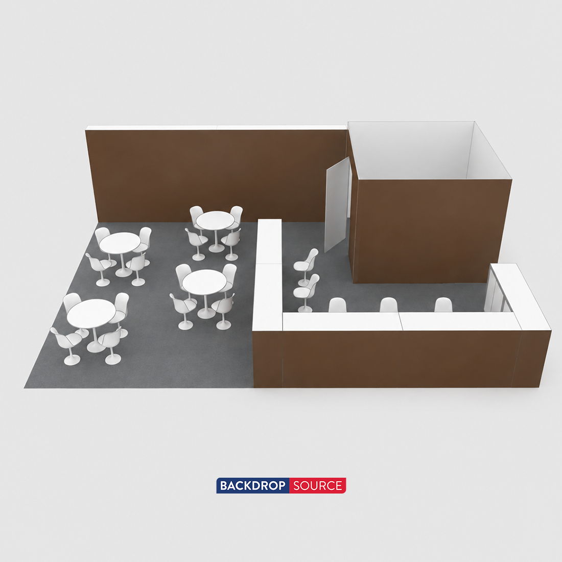 9x6m SEG Booth Kit with Enclosed Storage Room & 5 Counters