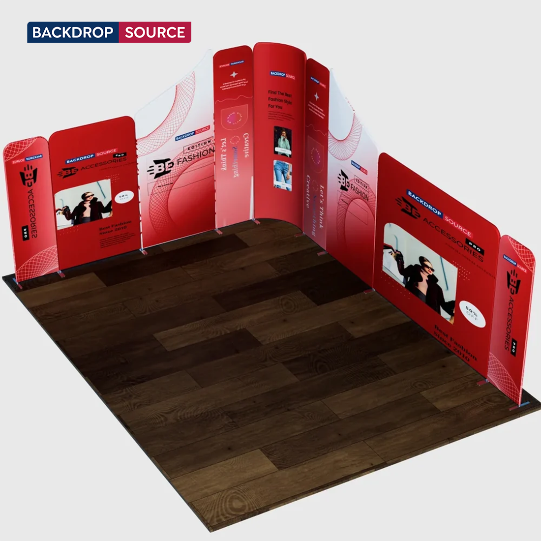 4x4m Magnetic Fabric Booth Wall with 9 Mixed Panels