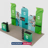 3x6m Booth Kit with Inclined Walls, 3D Shelf Stands & 2 Counters