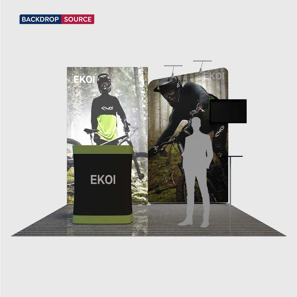 3x3m Fabric Wall Booth Kit with TV Mount & Inclined Display