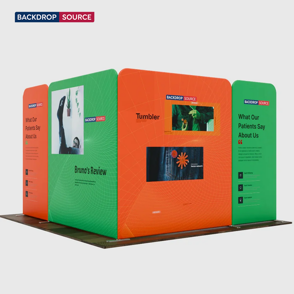 3x3m Magnetic Fabric Booth Wall with 6 Straight Panels