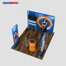 3x3m Booth Kit with Backwall, 2 Banners, TV Shelf & Oval Counter