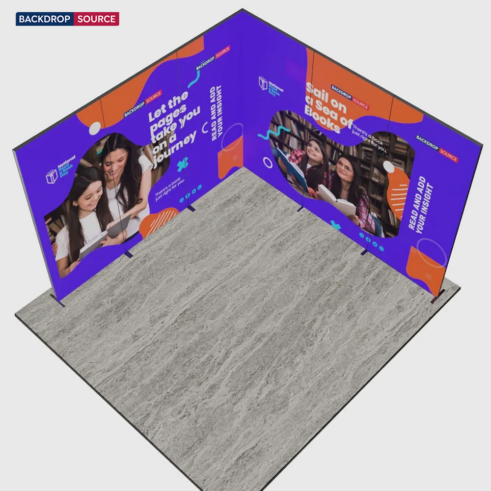 3m Folding SEG L-Shape Booth Kit with 3 Sidewall Panels