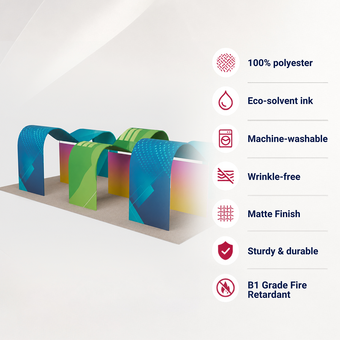 9x6m Wave Arch Booth Kit with TV Mounts & Fabric Walls