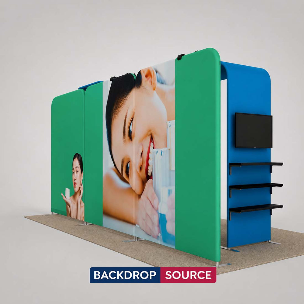 3x6m Magnetic Booth Kit with 2 L-Shape TV Shelf Towers & Counter