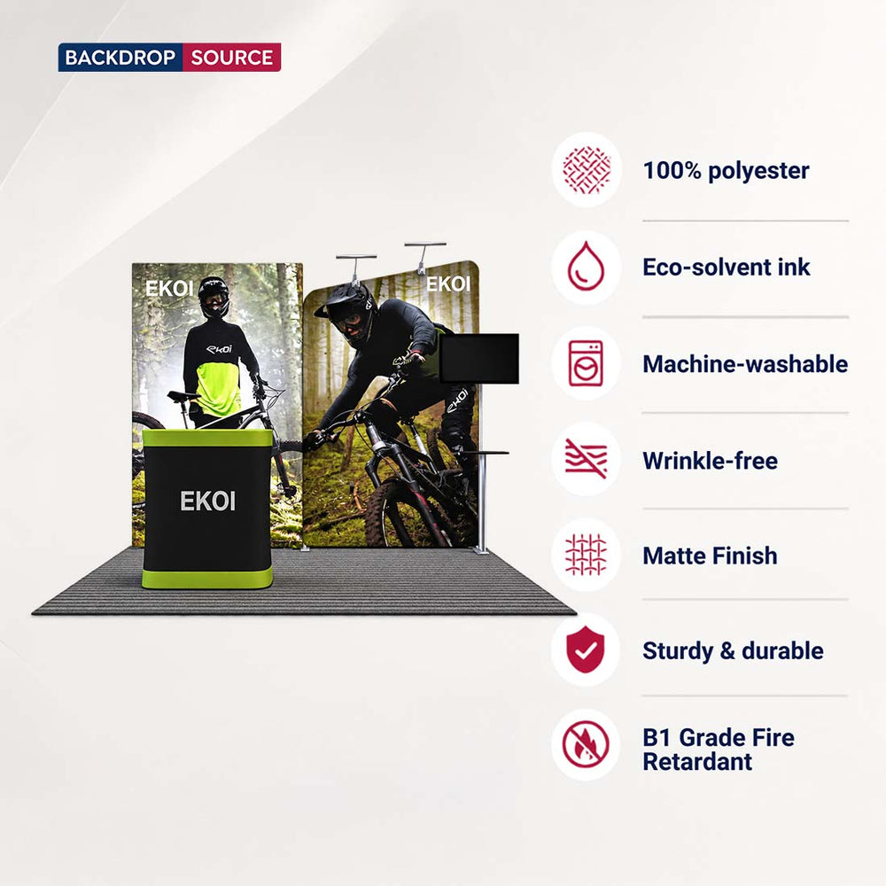 3x3m Fabric Wall Booth Kit with TV Mount & Inclined Display