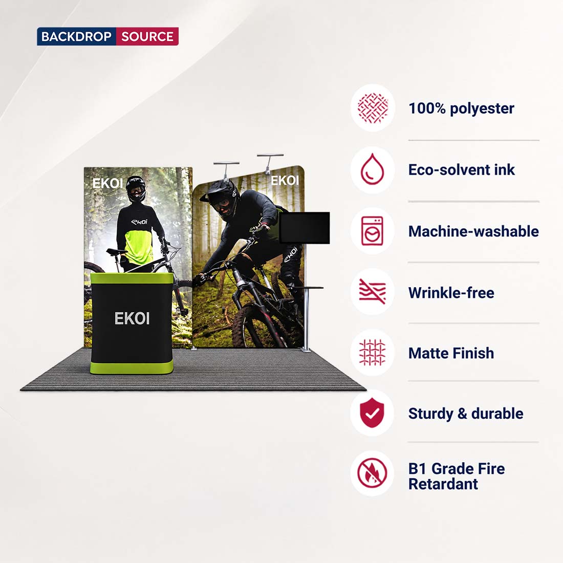3x3m Fabric Wall Booth Kit with TV Mount & Inclined Display