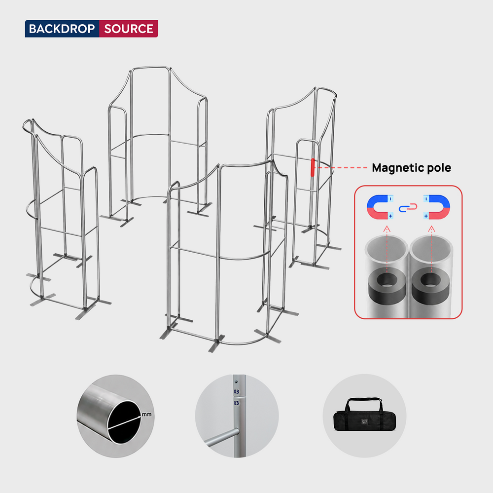 6x6m Magnetic Fabric Booth Wall with 20 Mixed Panels