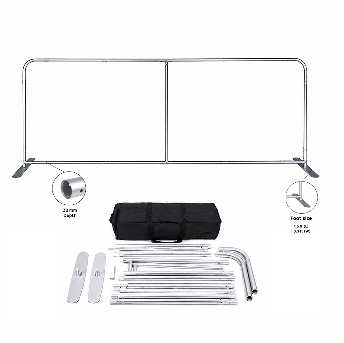 Small Portable Straight Fabric Backdrop - 3m W x 0.9m H