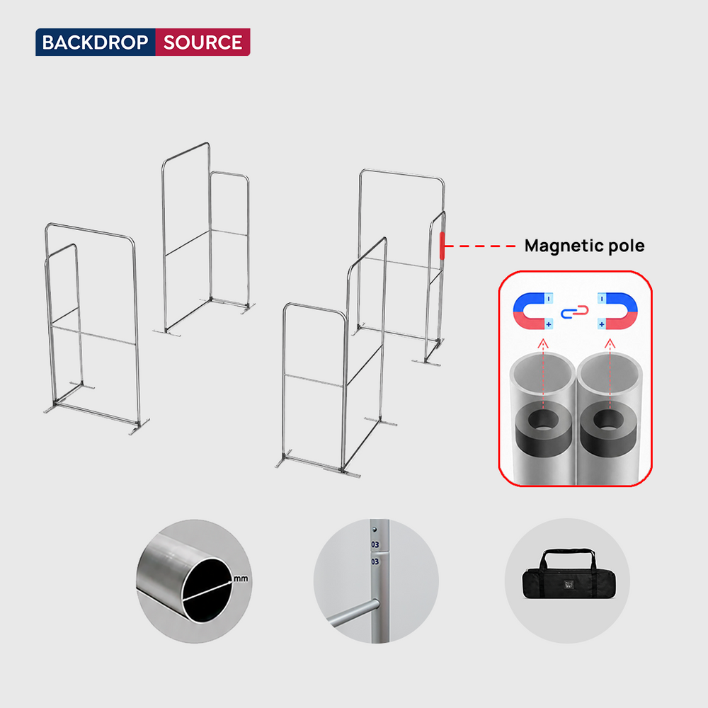 6x6m Magnetic Fabric Booth Wall with 8 Straight Panels