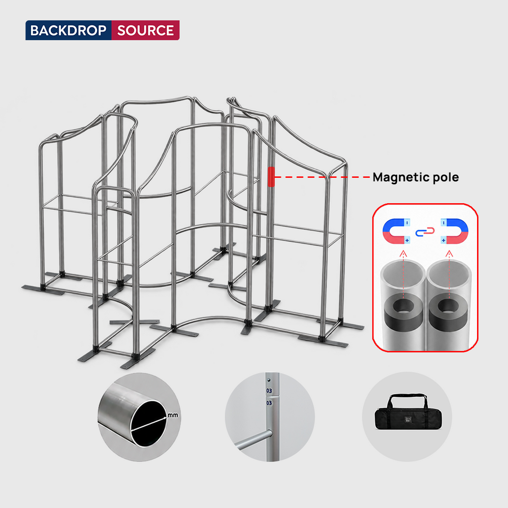 4x4m Magnetic Fabric Booth Wall with 16 Panels