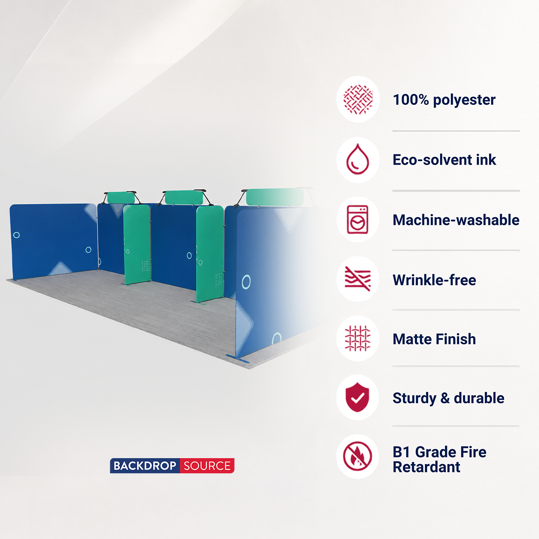 9x6m Tension Fabric Booth Kit with Banner Stands & LED Lights