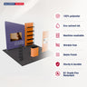 3x3m Booth Kit with Inclined Wall, Pegboard Shelving & Roll-Up