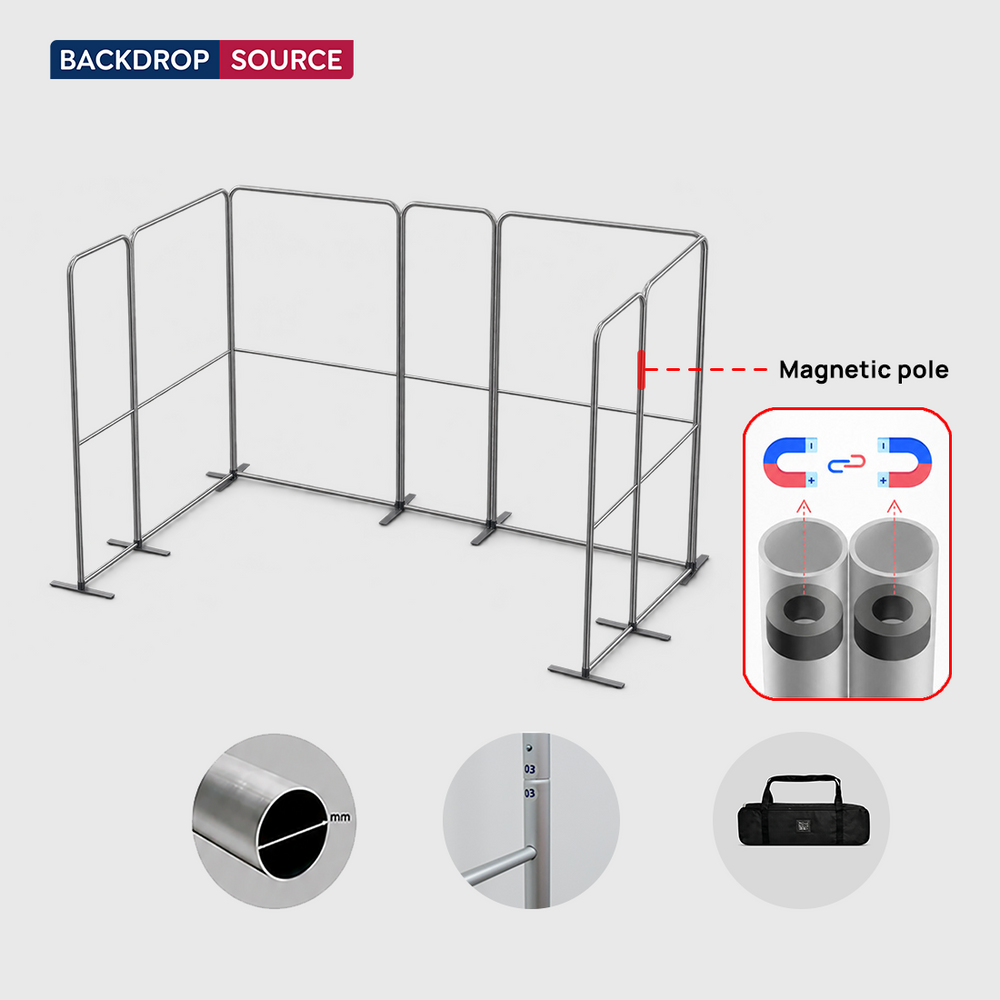 5x3m Magnetic Fabric Booth Wall with 7 Panels