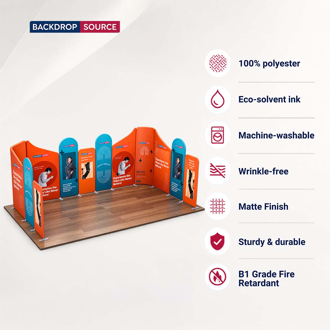 6x6m Magnetic Fabric Booth Wall with 13 Panels & Angled Sections