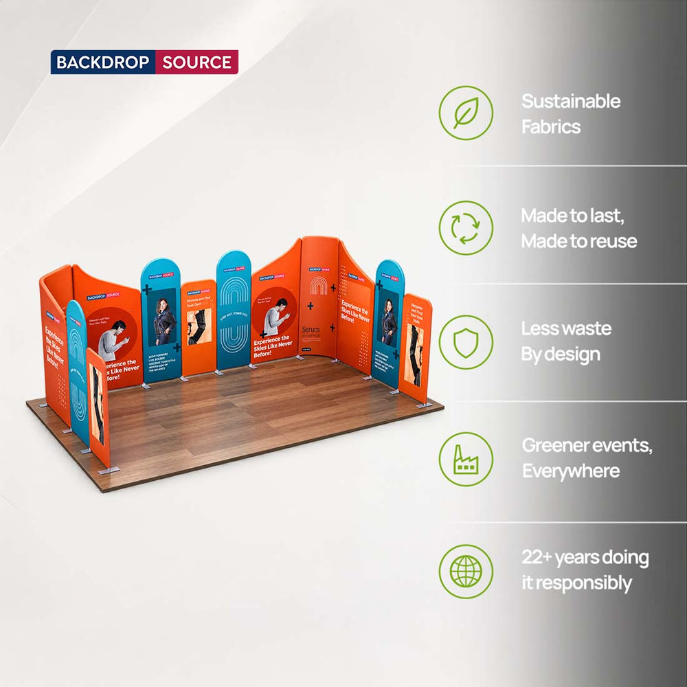 6x6m Magnetic Fabric Booth Wall with 13 Panels & Angled Sections
