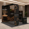 3x3m L-Arch Booth Kit with Straight Walls, Shelving & 2 Counters