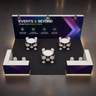 9x6m SEG Booth Kit with Full-Width Media Wall & 4 Counters
