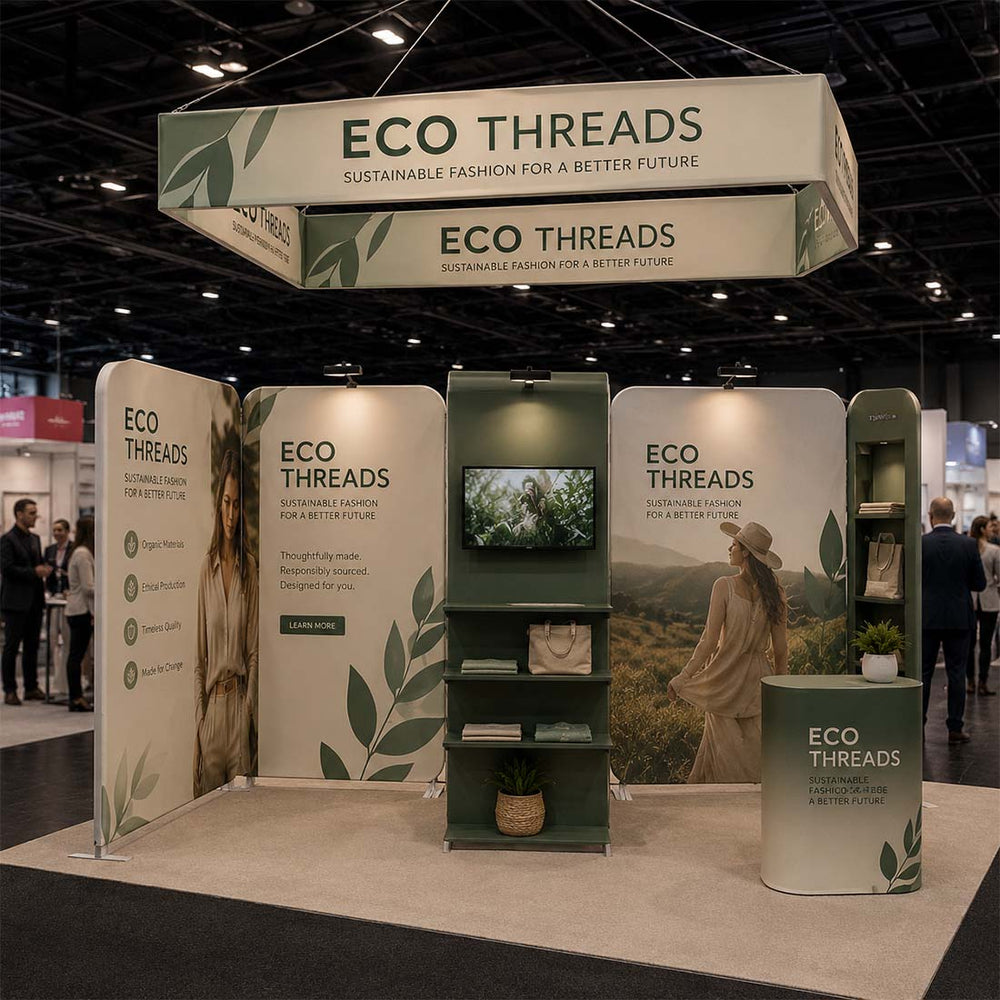 3x6m Magnetic Booth Kit with L-Shape TV Tower & Hanging Banner