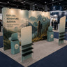 3x6m Booth Kit with Tension Walls, Shelving & 2 Counters