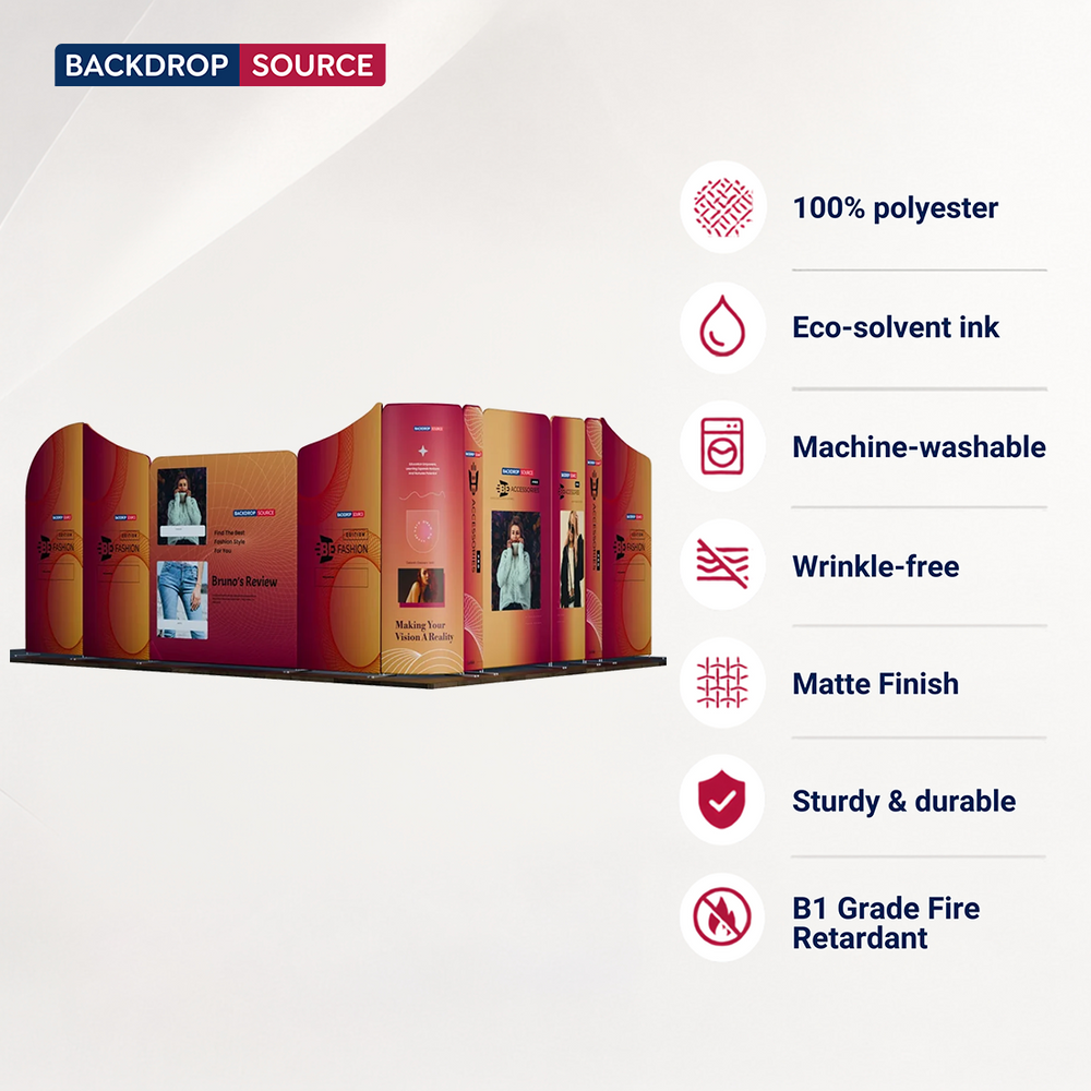 5x5m Magnetic Fabric Booth Wall with 10 Panels