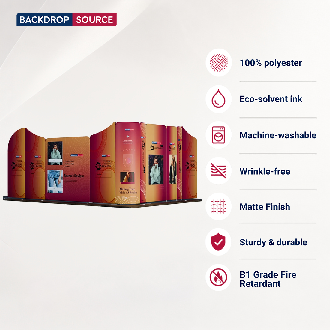 5x5m Magnetic Fabric Booth Wall with 10 Panels
