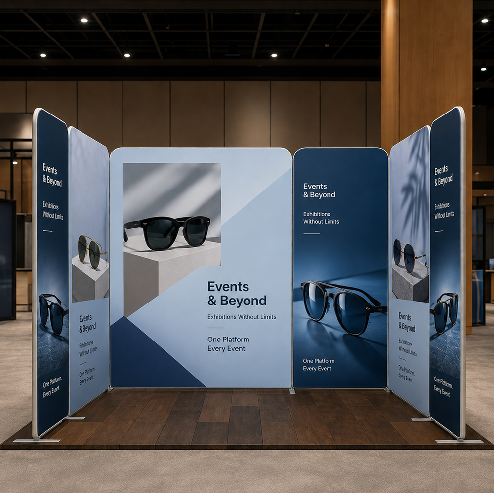 3x3m Magnetic Fabric Booth Wall with 6 Straight Panels