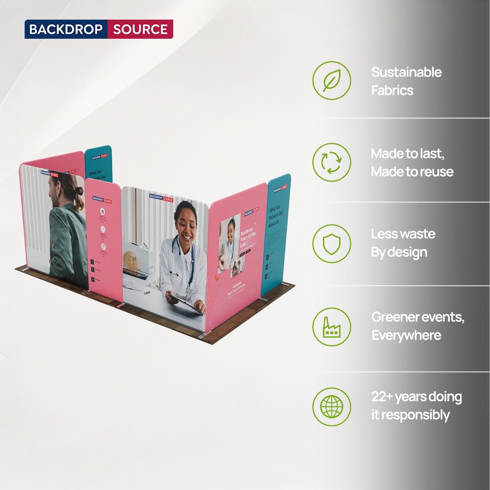 5x3m Magnetic Fabric Booth Wall with 7 Panels