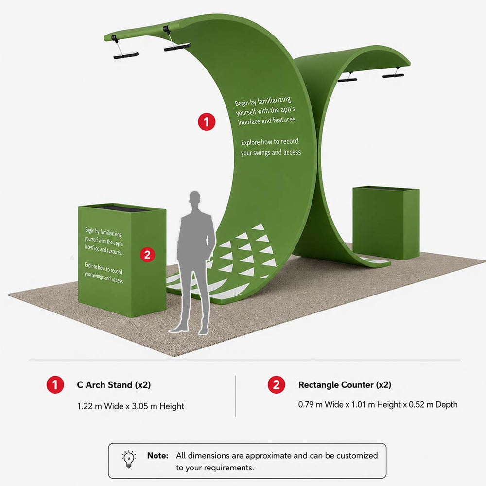 3x6m C-Arch Booth Kit with 2 Counters