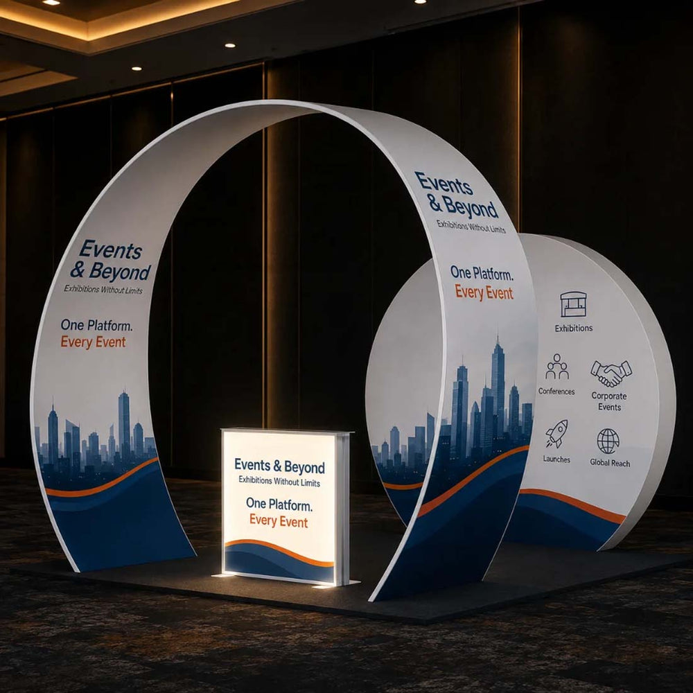 3x3m Tapered Arch Booth Kit with 3D Moon Backdrop & Lightbox