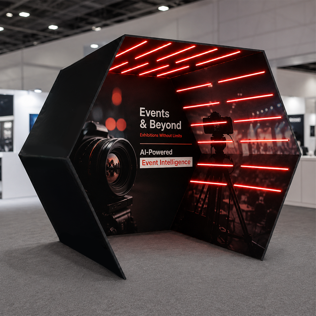 Hexagonal Vogue Booth Enclosure Backdrop with LED Light