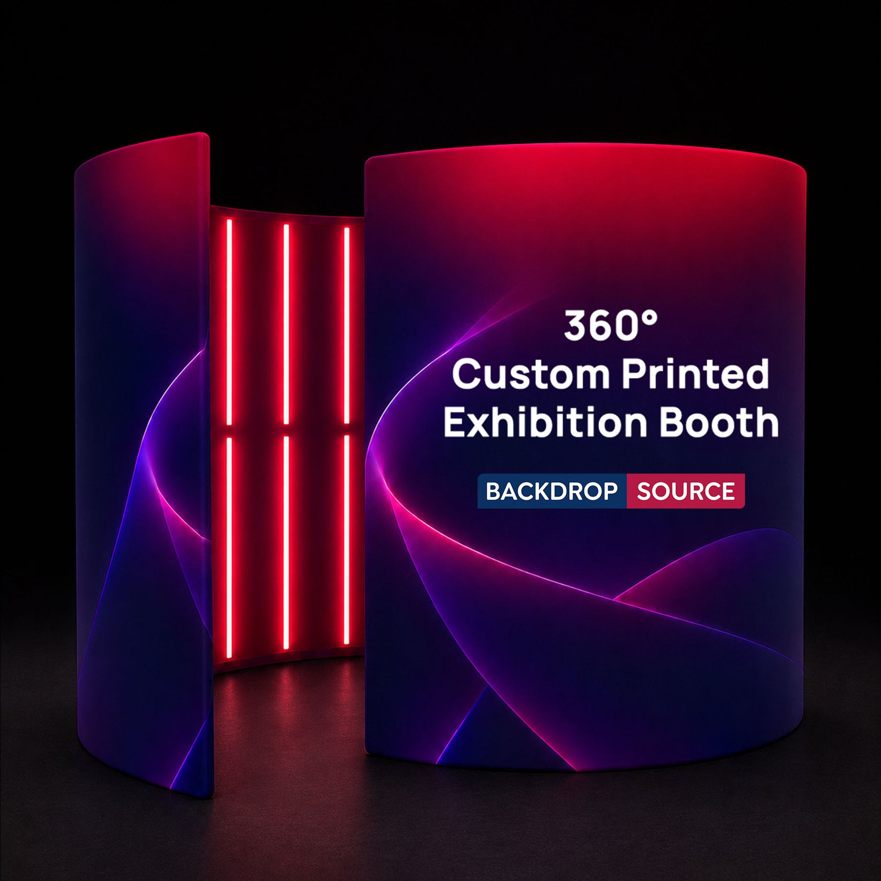 360° Custom Printed Exhibition Booth Backdrop Display with LED lights
