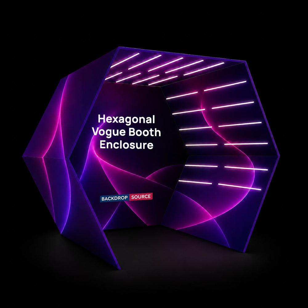 Hexagonal Vogue Booth Enclosure Backdrop with LED Light