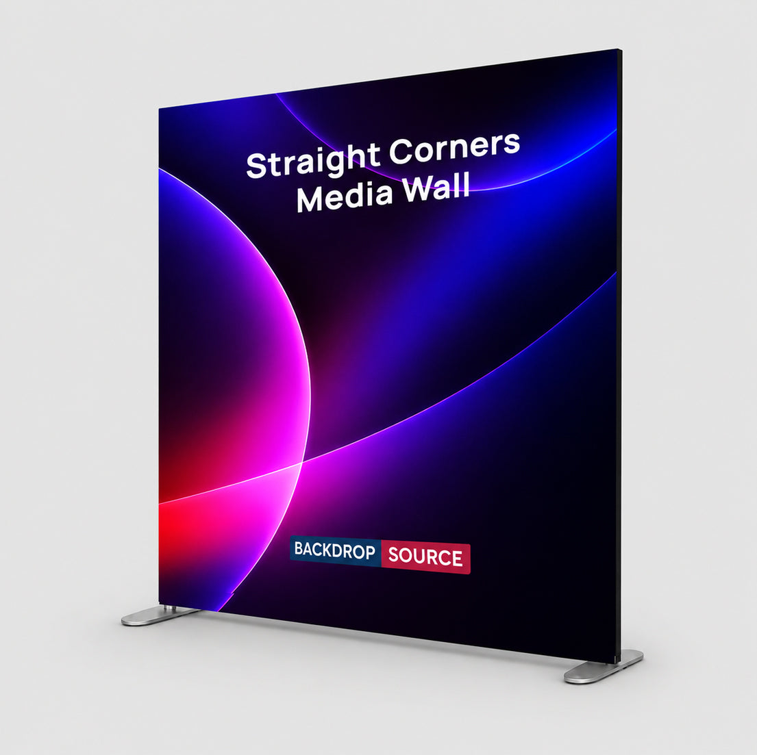 Portable Straight Fabric Media Wall – Square Corners