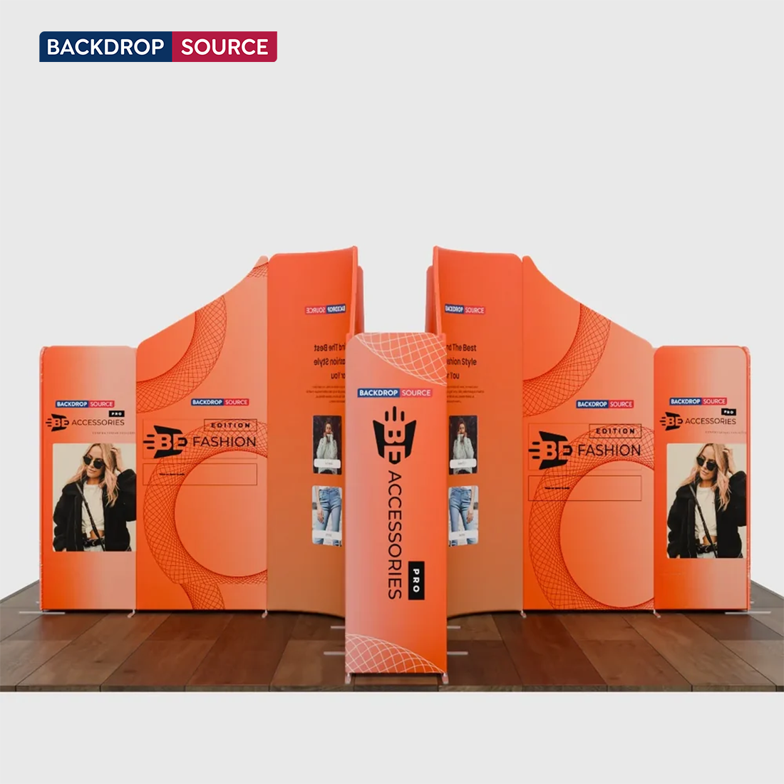 5x5m Magnetic Fabric Booth Wall with Curved & Slope Panels