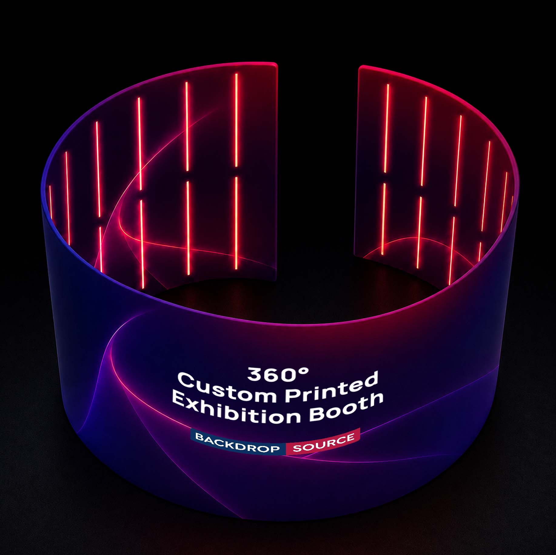 360° Custom Printed Exhibition Booth Backdrop Display with LED lights