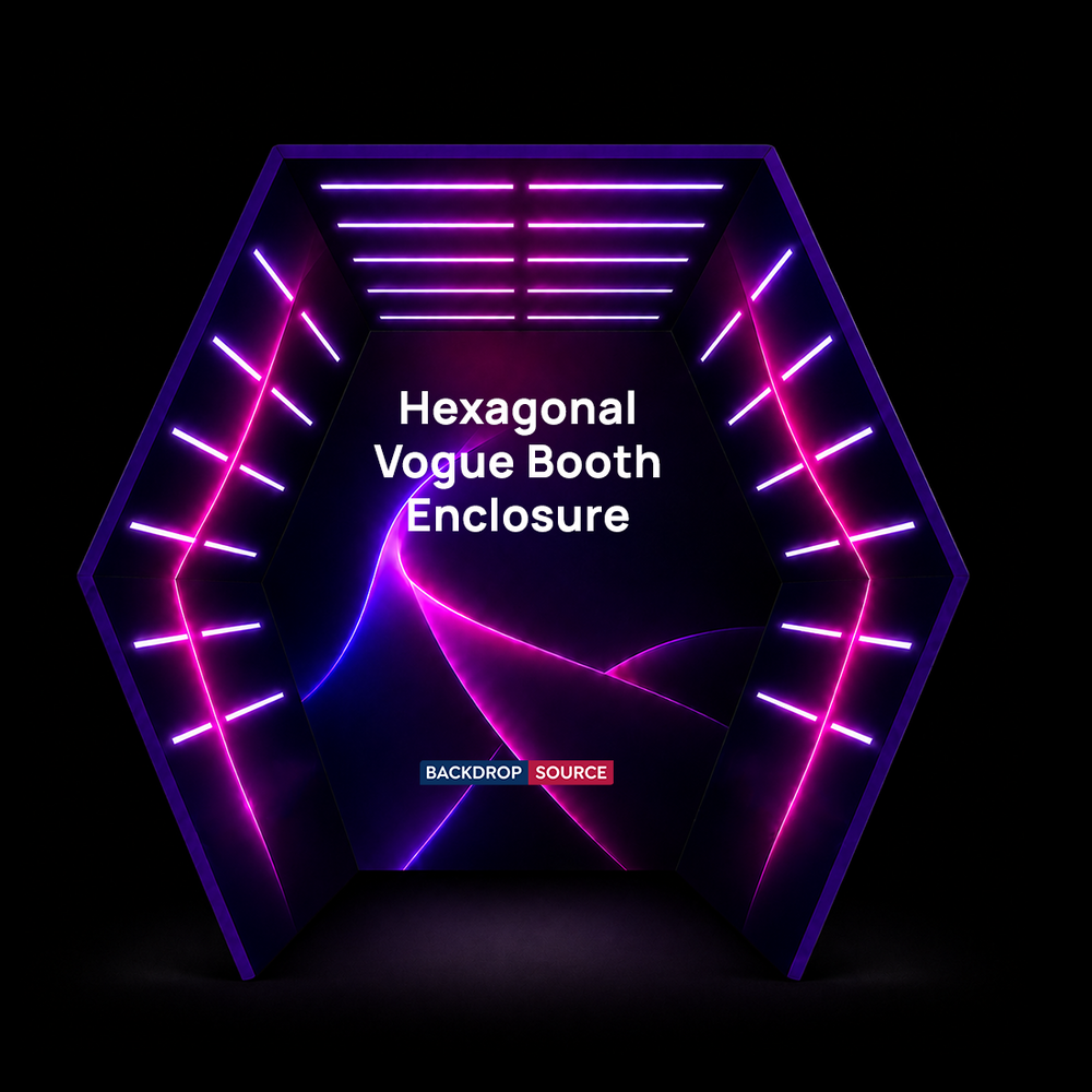 Hexagonal Vogue Booth Enclosure Backdrop with LED Light