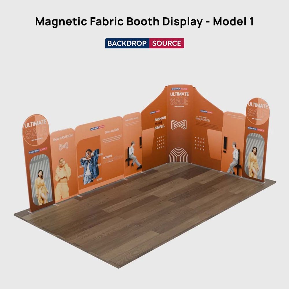 6x6m Magnetic Fabric Booth Wall with Mixed Curved & Angled Panels