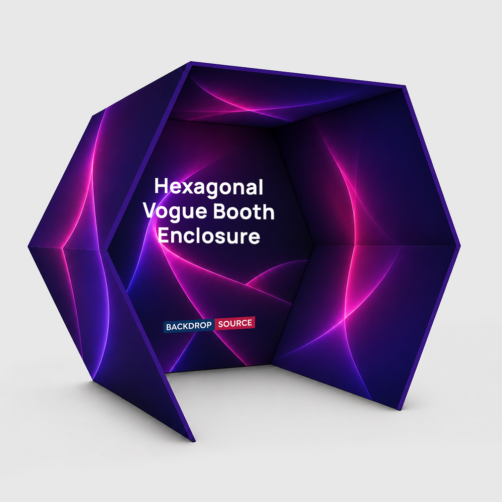 Hexagonal Vogue Booth Enclosure Backdrop with LED Light