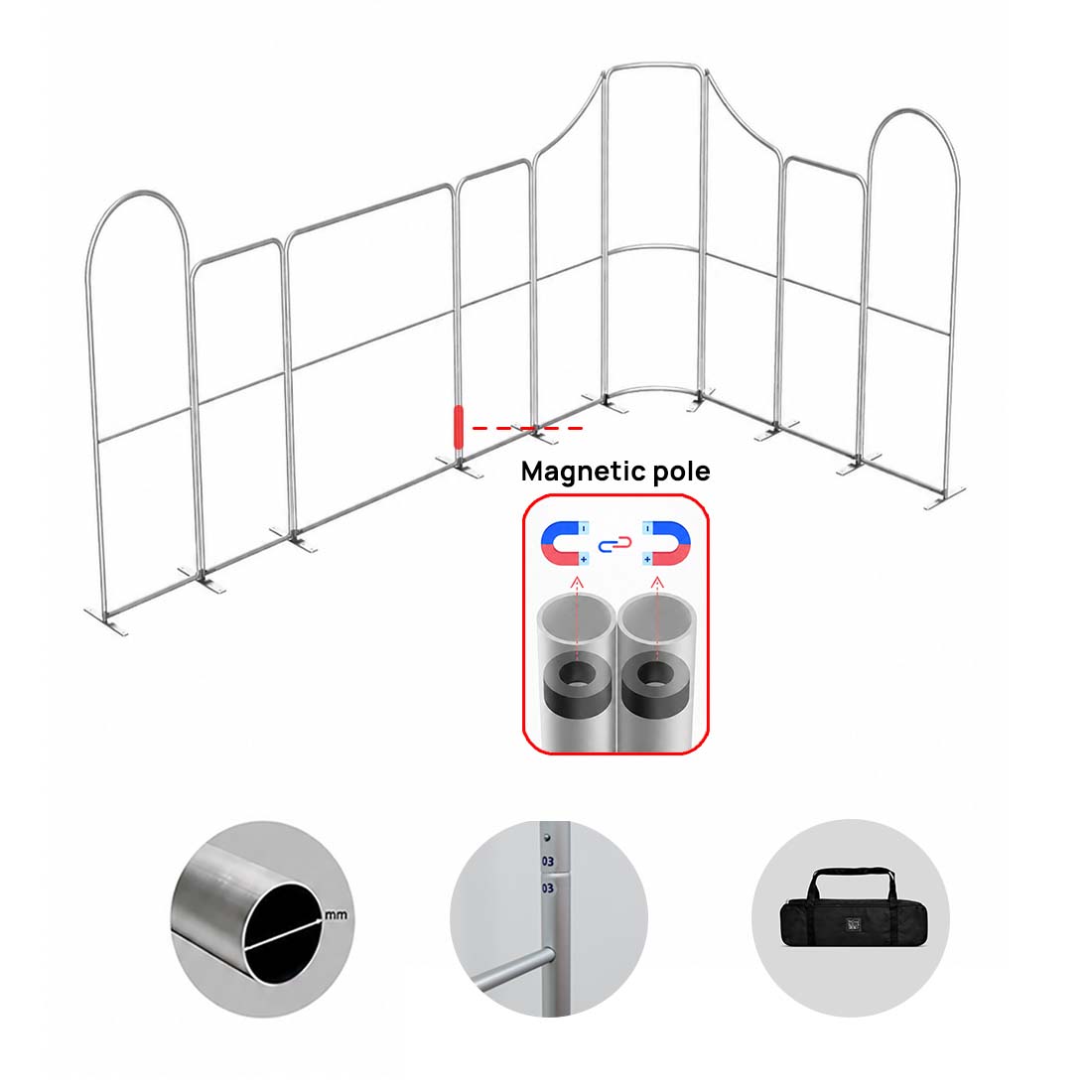 6x6m Magnetic Fabric Booth Wall with Mixed Curved & Angled Panels