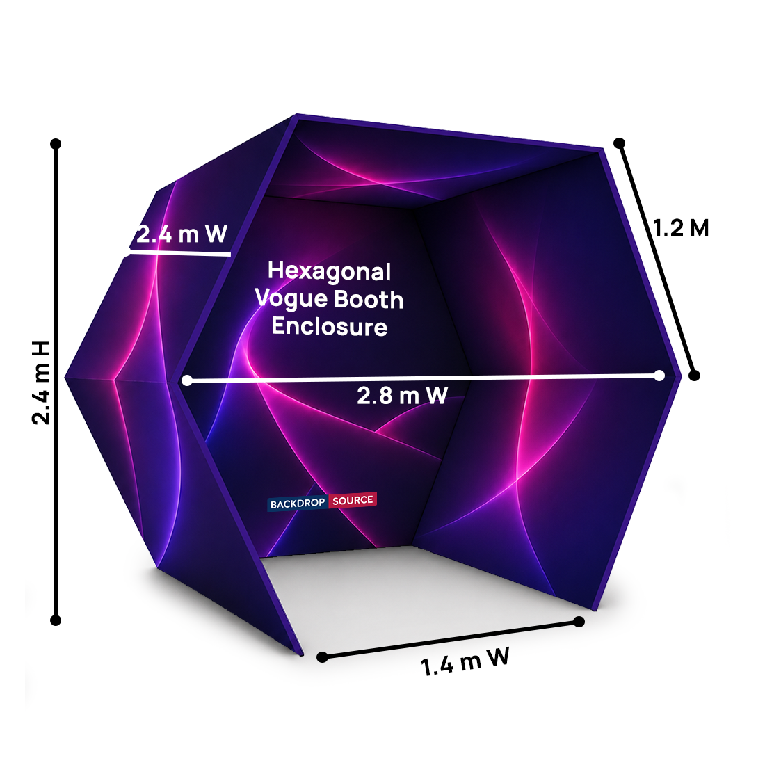 Hexagonal Vogue Booth Enclosure Backdrop with LED Light