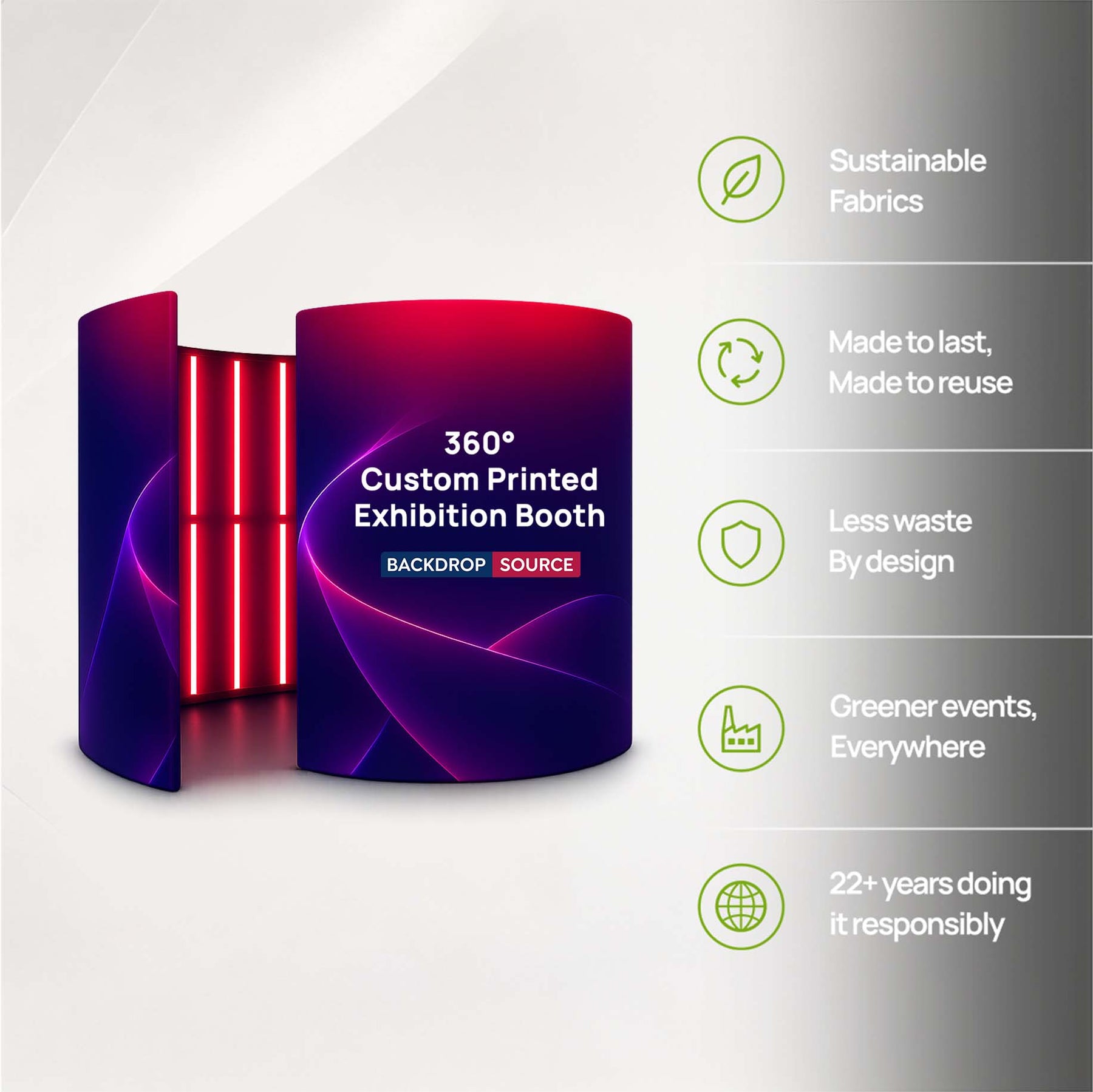 360° Custom Printed Exhibition Booth Backdrop Display with LED lights