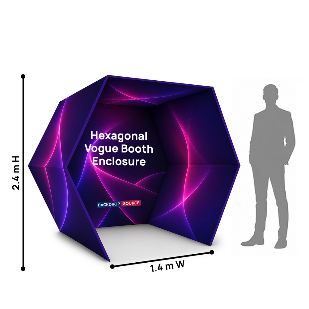 Hexagonal Vogue Booth Enclosure Backdrop with LED Light