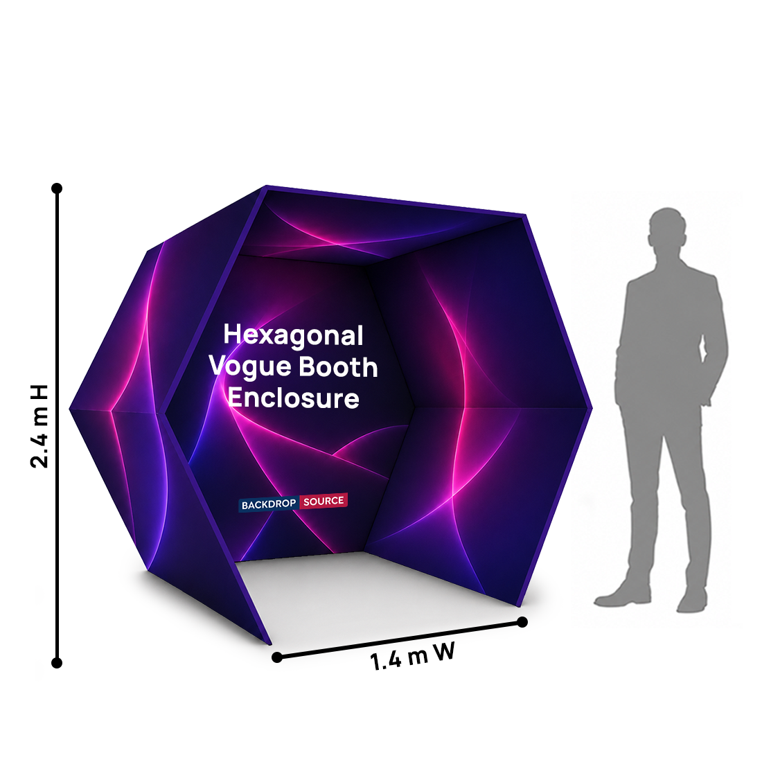 Hexagonal Vogue Booth Enclosure Backdrop with LED Light