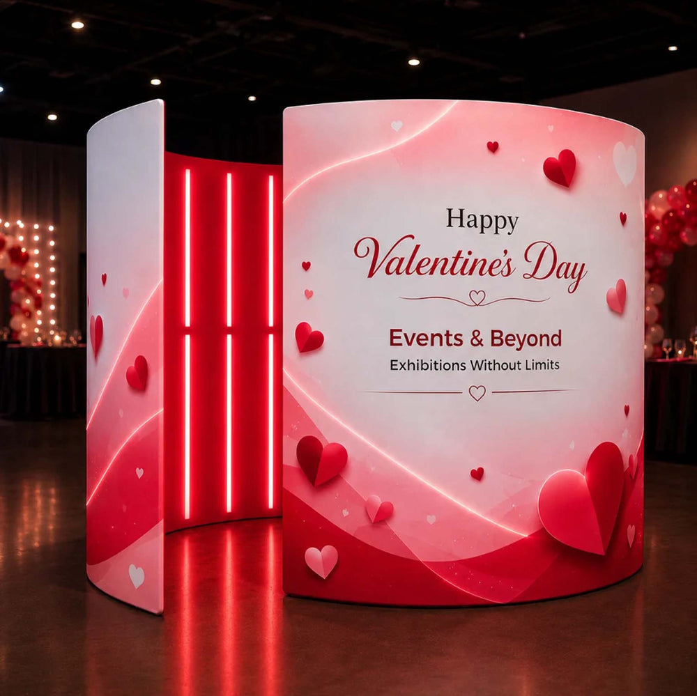 360° Custom Printed Exhibition Booth Backdrop Display with LED lights